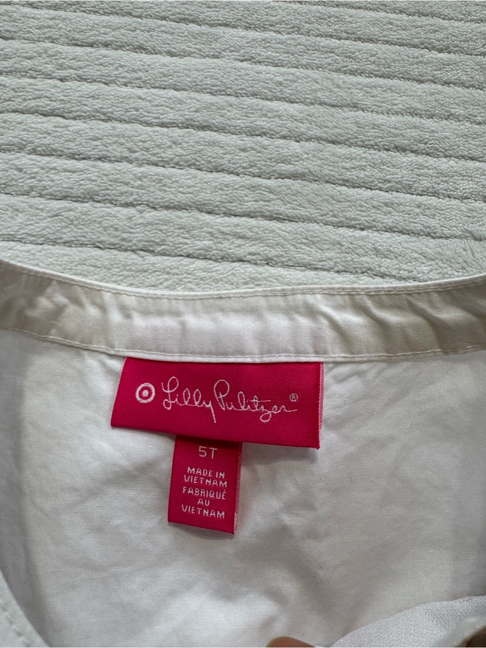 Lilly Pulitzer White Embroidered Girls Top with Pink Accents - Picture 4 of 9